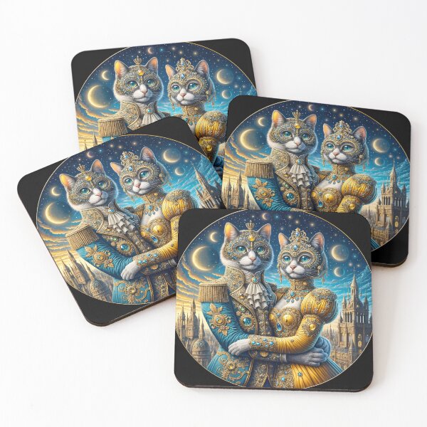 Item preview, Fantastic royal portrait of a pair of cats designed and sold by KunstGeist.