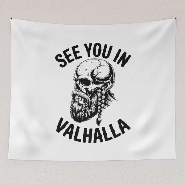 Item preview, Viking Warrior Skull See You In Valhalla Art designed and sold by PrintAtelier.