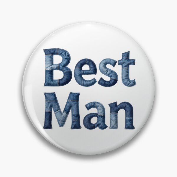 Item preview, BEST MAN - IN DENIM FAUX LETTERING designed and sold by AlexOBrienArt.