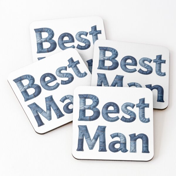 Item preview, BEST MAN - IN DENIM FAUX LETTERING designed and sold by AlexOBrienArt.