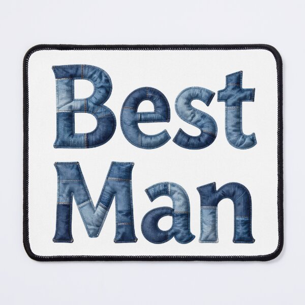 Item preview, BEST MAN - IN DENIM FAUX LETTERING designed and sold by AlexOBrienArt.