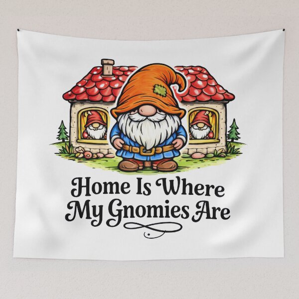 Item preview, Home Is Where My Gnomies Are – Whimsical Garden Gnome designed and sold by Moriarty's Digital Visions.