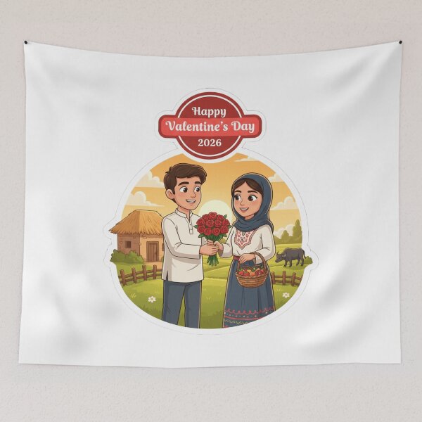 Item preview, Vintage Countryside Valentine 2026 - Romantic Rural Couple Art designed and sold by Fatomfatom.