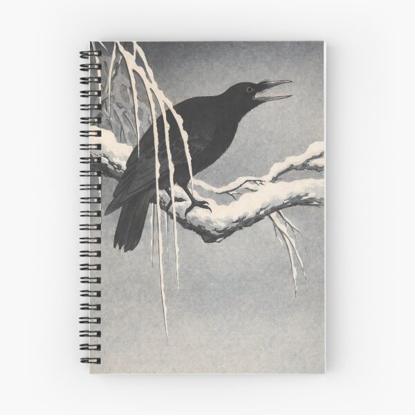 Item preview, Crow Calling on Snow Branch — Winter Ink Kachō-e designed and sold by Planthem.