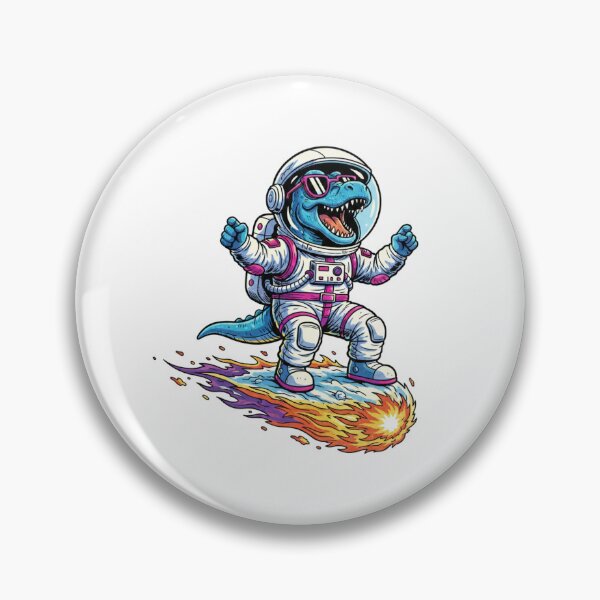 Aperçu de l'œuvre Spinosaurus Astronaut Surfant sur une comète de l'espace Dino drôle créée et vendue par Chaoscience.