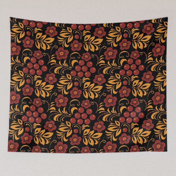 Item preview, Slavic Folk Floral Pattern in Khokhloma Style designed and sold by Deepness2023.