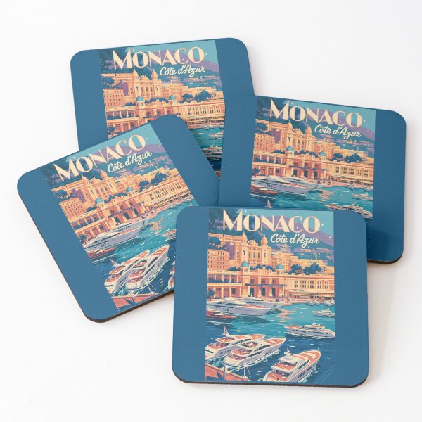 Item preview, Monaco Cote D Azur Illustration Travel Art Vintage designed and sold by KrisSidDesigns.