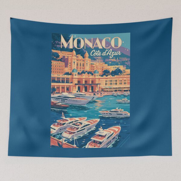 Item preview, Monaco Cote D Azur Illustration Travel Art Vintage designed and sold by KrisSidDesigns.