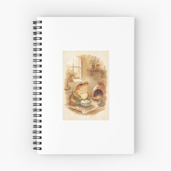 Item preview, Cozy Frog Baking Bread Cottagecore Illustration designed and sold by PictorialWhimsy.