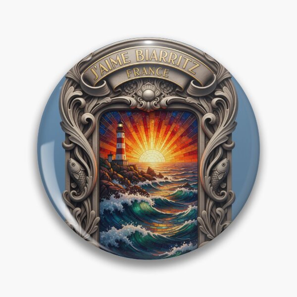 Item preview, Biarritz France Coastal Mosaic – Art Nouveau Lighthouse & Atlantic Waves designed and sold by FrancophileFun.