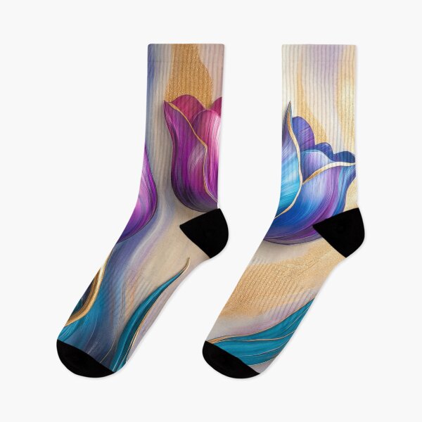 Artikelvorschau, Gemälde mit lila und blauen Tulpen entworfen und verkauft von MargaretWiktor.