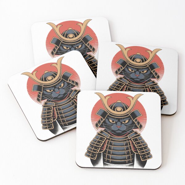 Item preview, Samurai Cat Warrior: Black Feline in Traditional Armor with Rising Sun designed and sold by Designorado.