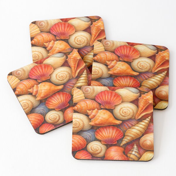 Item preview, Vibrant Overlapping Seashells Pattern – Coastal Nature Design designed and sold by nigejohn.