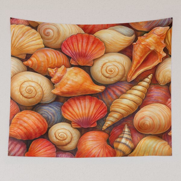 Item preview, Vibrant Overlapping Seashells Pattern – Coastal Nature Design designed and sold by nigejohn.