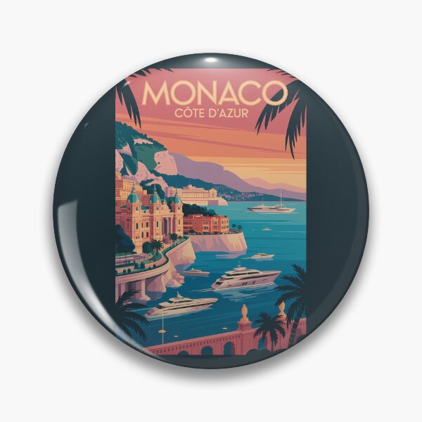 Item preview, Monaco Mediterranean Coast Illustration Travel Art Vintage designed and sold by KrisSidDesigns.