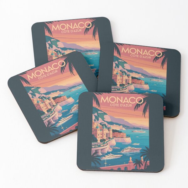 Item preview, Monaco Mediterranean Coast Illustration Travel Art Vintage designed and sold by KrisSidDesigns.