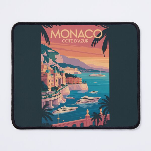Item preview, Monaco Mediterranean Coast Illustration Travel Art Vintage designed and sold by KrisSidDesigns.