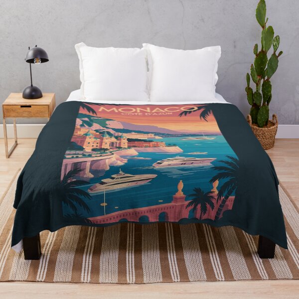 Item preview, Monaco Mediterranean Coast Illustration Travel Art Vintage designed and sold by KrisSidDesigns.