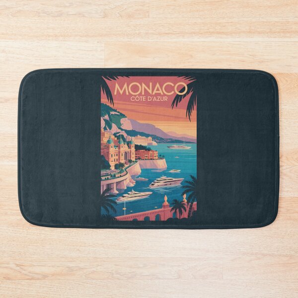 Item preview, Monaco Mediterranean Coast Illustration Travel Art Vintage designed and sold by KrisSidDesigns.