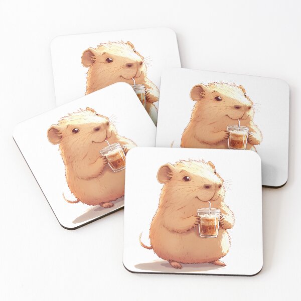 Item preview, Cozy Hamster Sipping Iced Coffee designed and sold by Beachy Beasts.
