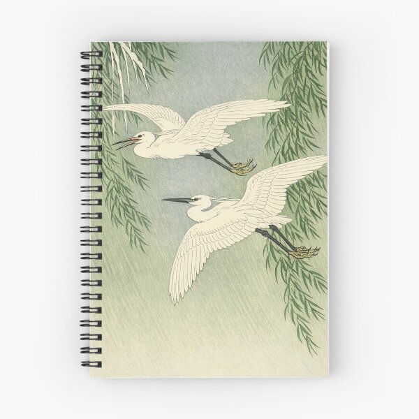Item preview, Twin Egrets Under Willow — Green Sky Kachō-e designed and sold by Planthem.