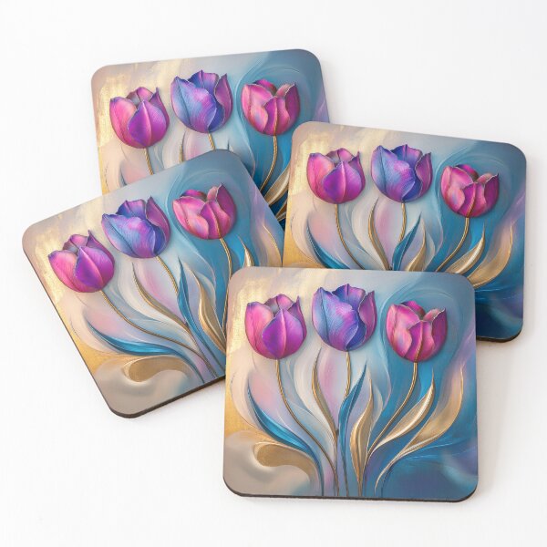 Artikelvorschau, Gemälde mit lila und blauen Tulpen entworfen und verkauft von MargaretWiktor.