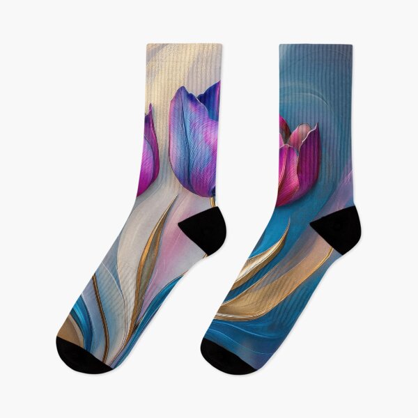 Artikelvorschau, Gemälde mit lila und blauen Tulpen entworfen und verkauft von MargaretWiktor.