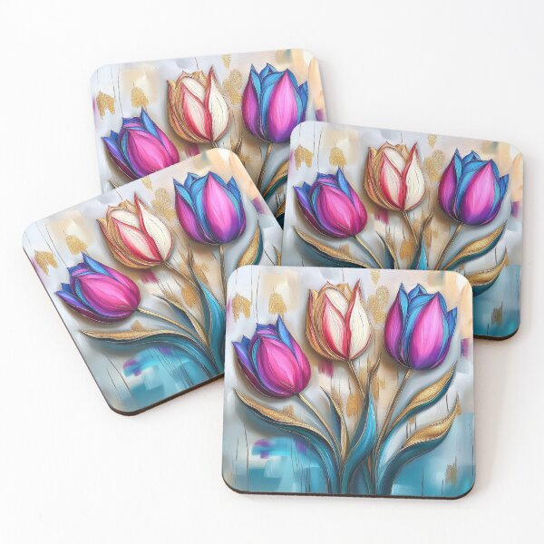 Artikelvorschau, Gemälde mit lila und blauen Tulpen entworfen und verkauft von MargaretWiktor.