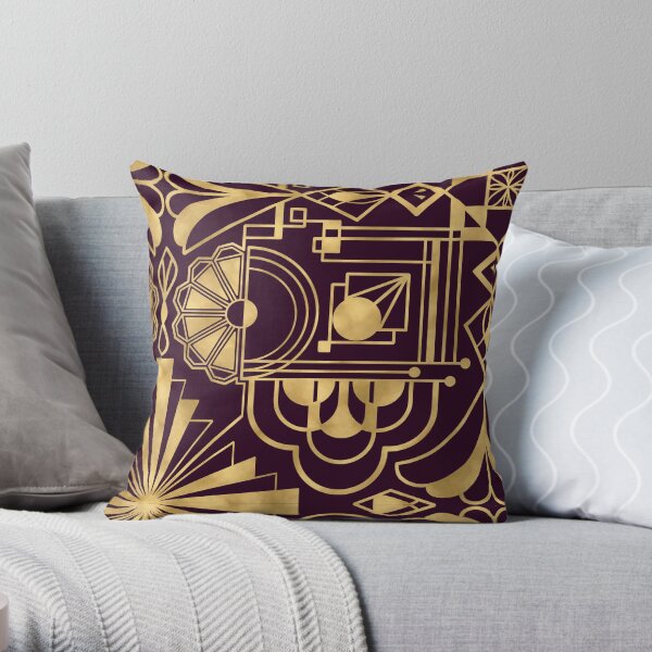 1920’s Art Deco inspired gold pattern Throw Pillow