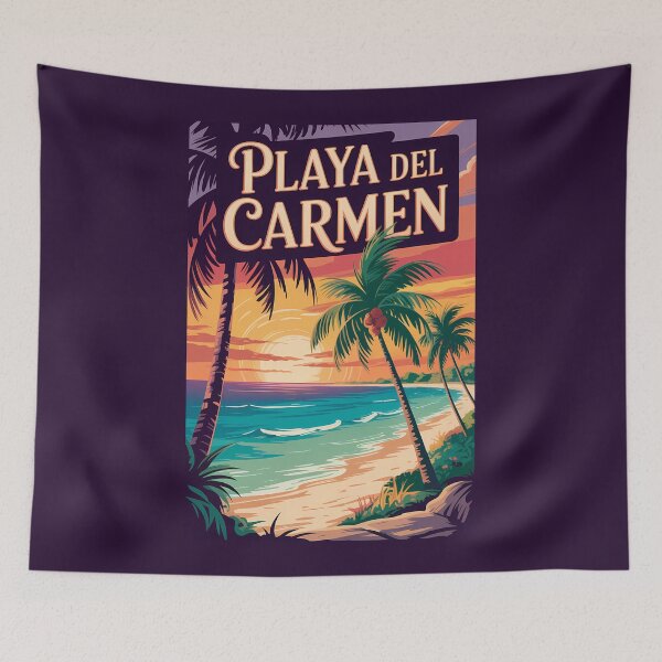 Item preview, Playa del Carmen Illustration Travel Art Vintage designed and sold by KrisSidDesigns.