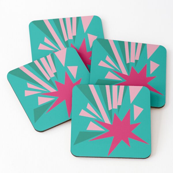 Item preview, 80s Starburst - Teal & Pink Geometric Abstract designed and sold by rita-dds.