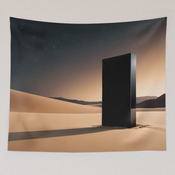 Item preview, Black monolith in the desert at dusk designed and sold by Dav-ttb.