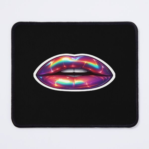 Item preview, Glossy Rainbow Lips Art – Iridescent Pop Culture Aesthetic for Bold Posters, Stickers & Apparel designed and sold by Bright Nest Studio.