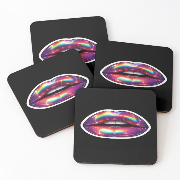 Item preview, Glossy Rainbow Lips Art – Iridescent Pop Culture Aesthetic for Bold Posters, Stickers & Apparel designed and sold by Bright Nest Studio.