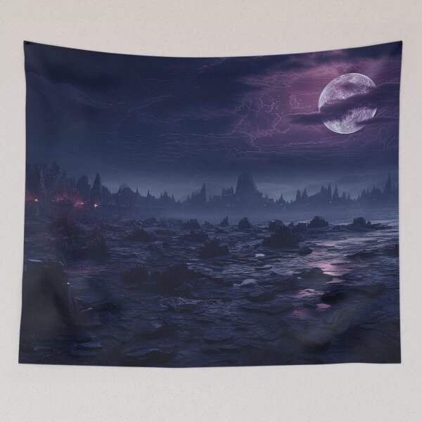 Item preview, Eerie Moonlit Landscape with Ruins designed and sold by Grimwald-Art.