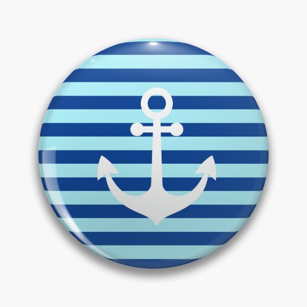 Item preview, Nautical Anchor on Navy and Light Blue Stripes designed and sold by LMDIGITAL6.