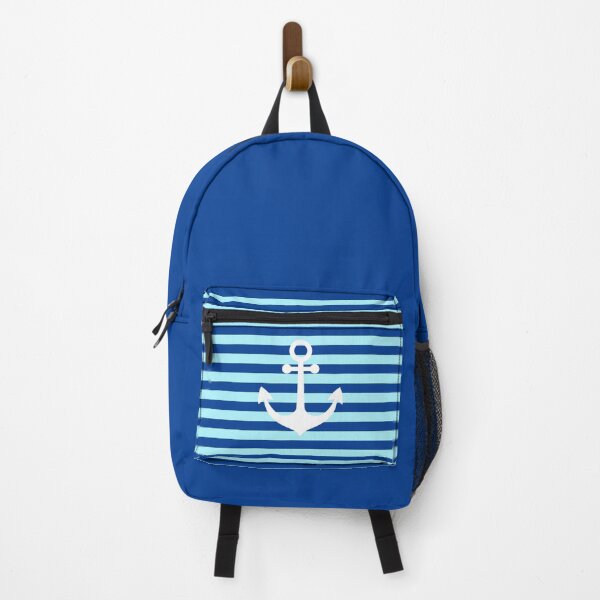 Item preview, Nautical Anchor on Navy and Light Blue Stripes designed and sold by LMDIGITAL6.