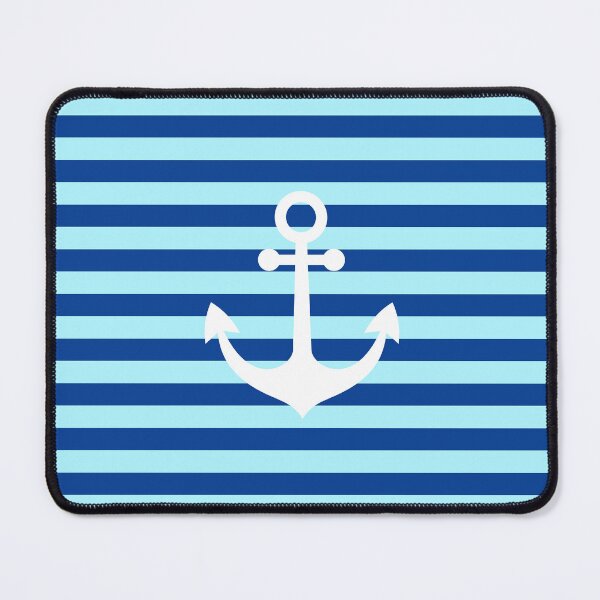 Item preview, Nautical Anchor on Navy and Light Blue Stripes designed and sold by LMDIGITAL6.