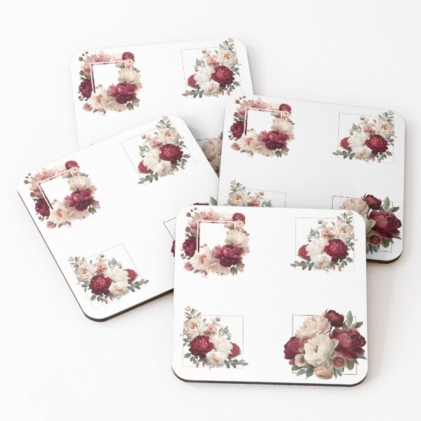 Item preview, Mini Watercolor peonies with a square frame sticker pack designed and sold by MendaciousMina.