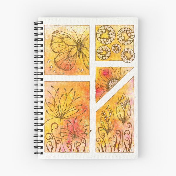Item preview, watercolor in golden tones with butterfly and flowers. designed and sold by Kelly Ryan Rhoades.