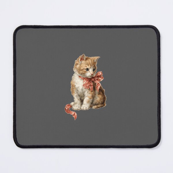 Item preview, Antique painting of a cat wearing a pink ribbon designed and sold by MendaciousMina.