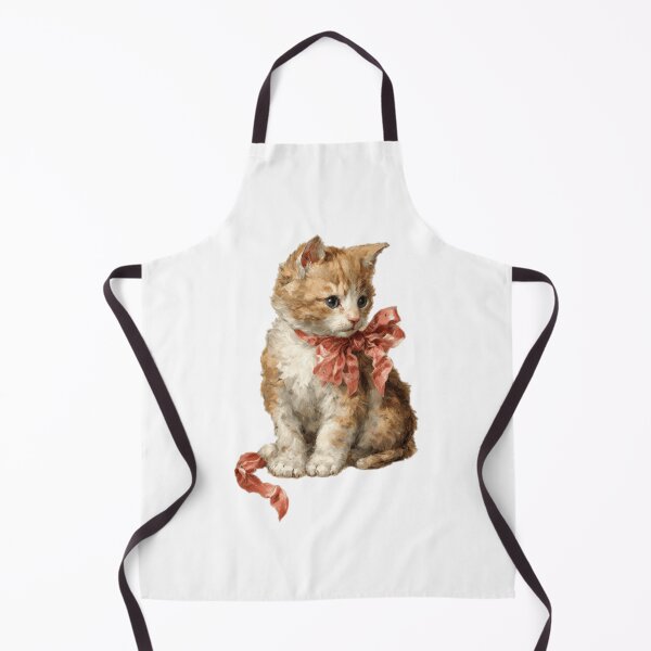 Item preview, Antique painting of a cat wearing a pink ribbon designed and sold by MendaciousMina.