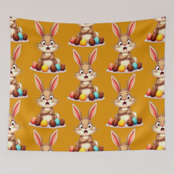 Artikelvorschau, Cute Easter Bunny Sitting with Chocolate Eggs entworfen und verkauft von Topoartispp.