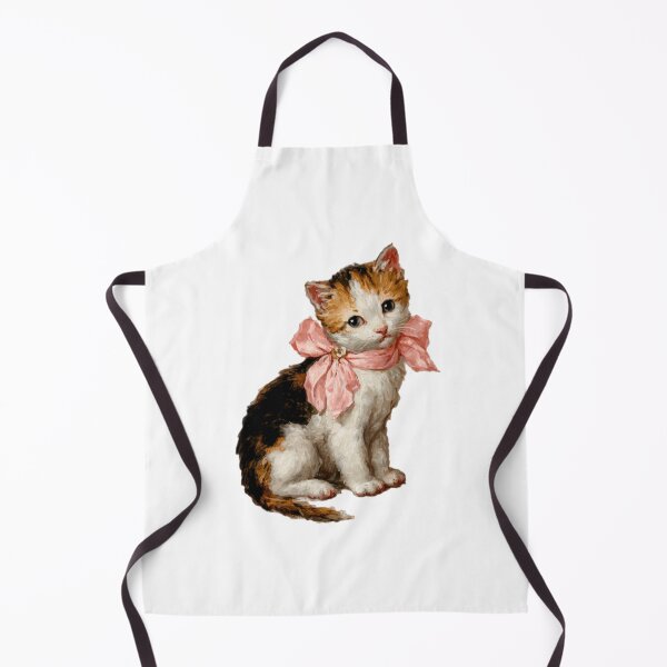 Item preview, Antique painting of a cat wearing a pink ribbon designed and sold by MendaciousMina.
