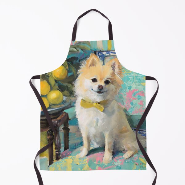Item preview, Pomeranian dog and lemons in turquoise chinoiserie room designed and sold by SophieClimaArt.
