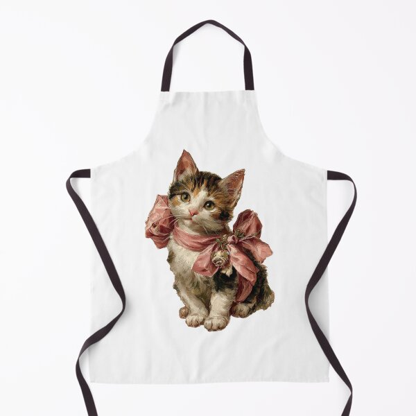 Item preview, Antique painting of a cat wearing a pink ribbon designed and sold by MendaciousMina.