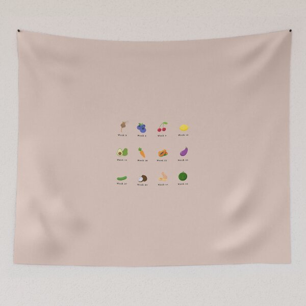 Item preview, Monthly Pregnancy Fruits Vegetables Baby Size Stickers Prints Posters Wall Art Magnet Home Coffee Cup Decoration TShirt Stationary Notebook Magnet Hat Kitchen Work School Office Redbubble Shop designed and sold by Saritas Boutique Shop.