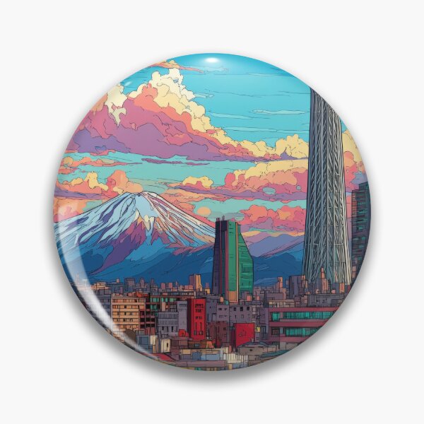Item preview, Tokyo Pop Art – Skytree & Mount Fuji Turquoise Sky designed and sold by SkylineVistas Designs.