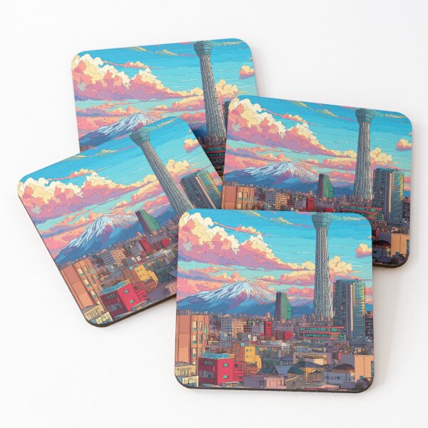 Item preview, Tokyo Pop Art – Skytree & Mount Fuji Turquoise Sky designed and sold by SkylineVistas Designs.