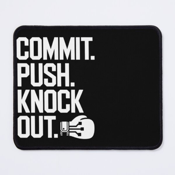 Artikelvorschau, Commit Push Knockout – Lustiges Entwicklergeschenk für Programmierboxer entworfen und verkauft von dose-of-art-lab.